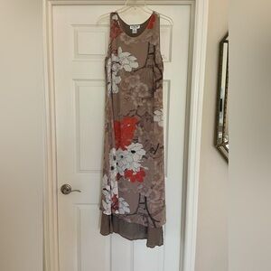 Citron Santa Monica Silk Maxi Dress Asian Inspired Mediumm